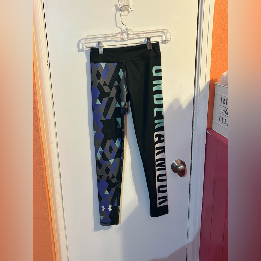 Under Armour Kids Geometric Black Leggings - Picture 1 of 2